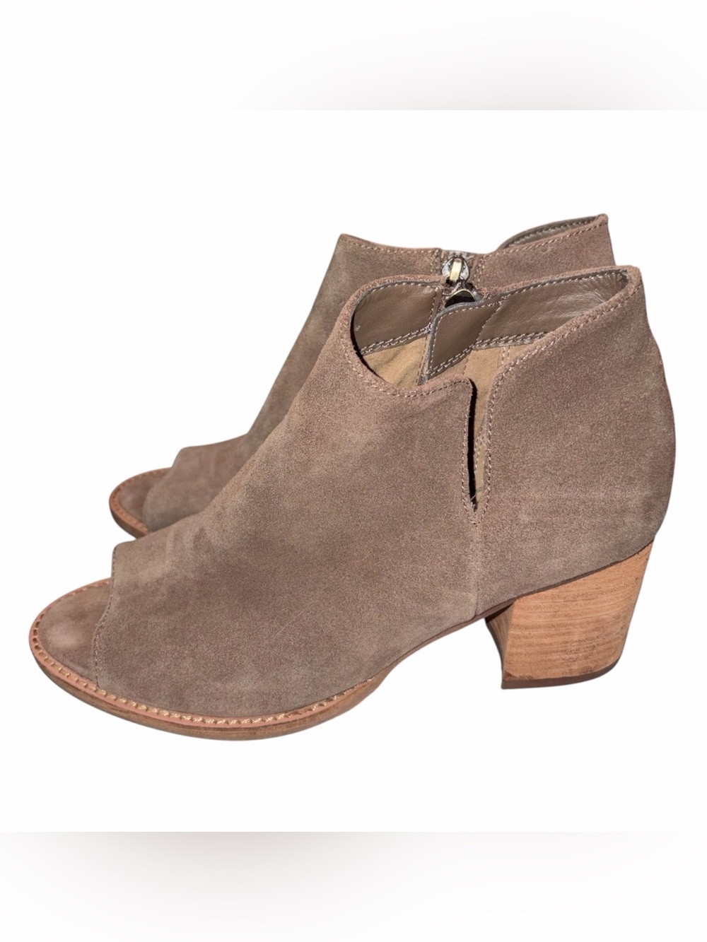 Blondo Taupe Suede Nappa Waterproof Peep Toe Booties Sandals Shoes size 8.5